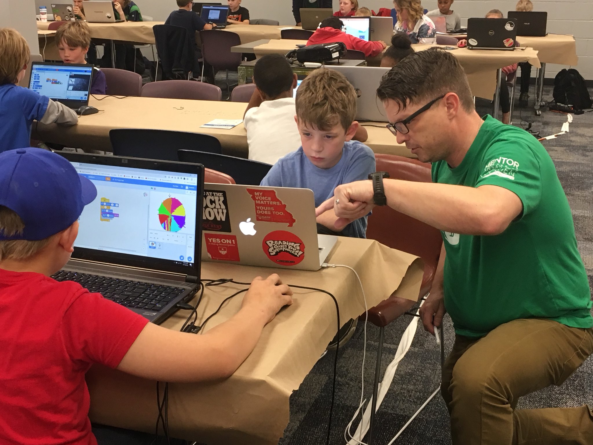 Chad helping a Code Ninja with their code